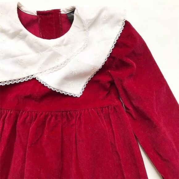 Vintage Chuckled deep plum velvet dress looks 6/7Y - Picture 2 of 4